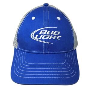 Bud Light Here We Go Snapback Trucker Hat Blue One Size Embroidered